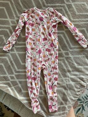 Kids Pink Candy-Print Pajama Onesie - briabay
